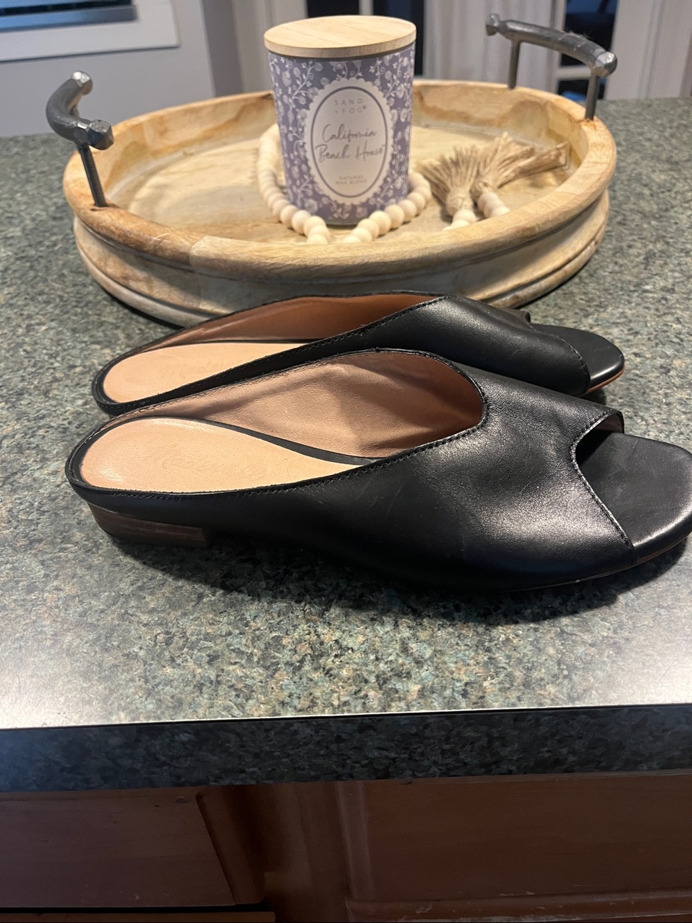 Madeleell Black Open-Toe Slide Mules - Picture 2 of 4